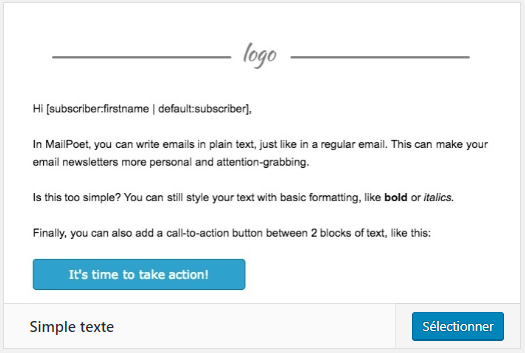 mailpoet email newsletter simple