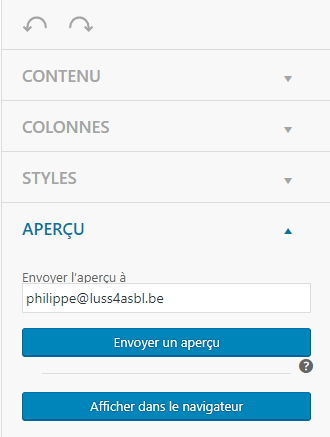 mailpoet email aperçu