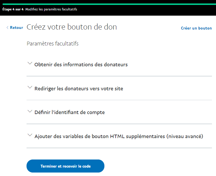 créer bouton PayPal Don 4