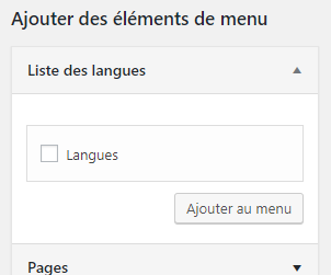 Polylang : option pour le menu