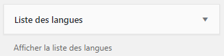 widget Polylang : choix des langues